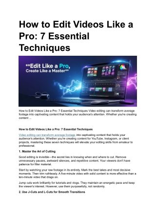 How to Edit Videos Like a Pro