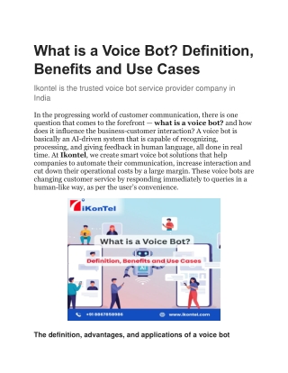 What is a Voice Bot Definition Benefits and Use Cases