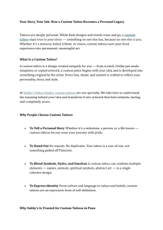 Your Story, Your Ink How a Custom Tattoo Becomes a Personal Legacy