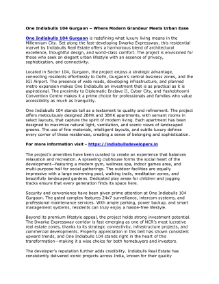 One Indiabulls 104 Gurgaon – Where Modern Grandeur Meets Urban Ease