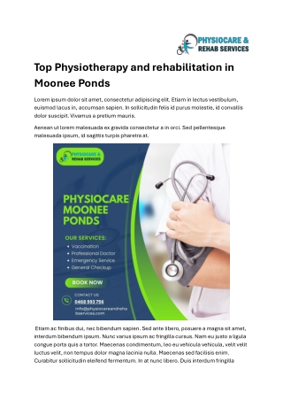 Top Physiotherapy and rehabilitation in Moonee Ponds
