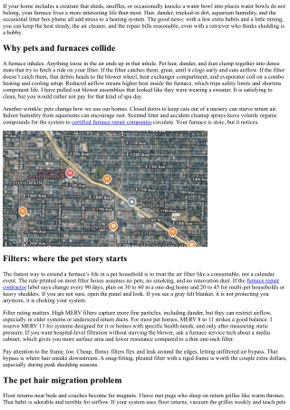 Furnace Maintenance Tips for Pet Owners