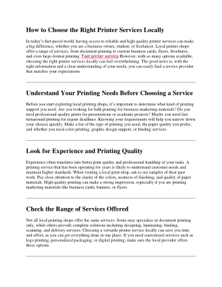 Fast printer service