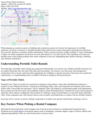 Spotlight on the very best Lincoln Portable Toilet Rental Companies of 2023