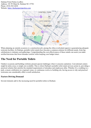 Exploring the Cost-Effectiveness of Portable Toilet Rentals in Durham