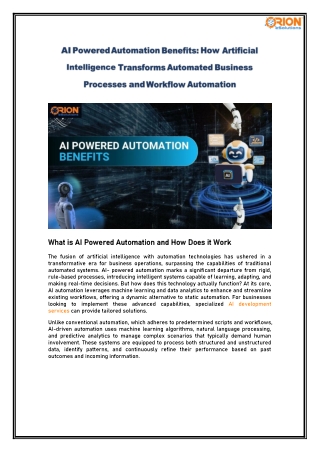 AI Powered Automation Benefits: How Artificial Intelligence Transforms Automated