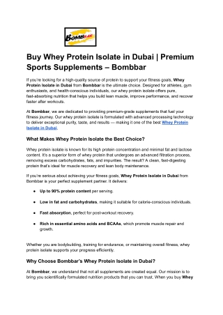 Buy Whey Protein Isolate in Dubai _ Premium Sports Supplements – Bombbar