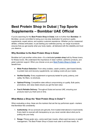 Best Protein Shop in Dubai _ Top Sports Supplements – Bombbar UAE Official