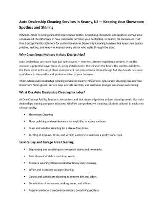 Auto Dealership Cleaning Services in Kearny, NJ