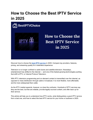 How to Choose the Best IPTV Service in 2025