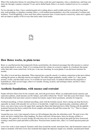 Beyond Beauty: Botox as a Medical Treatment