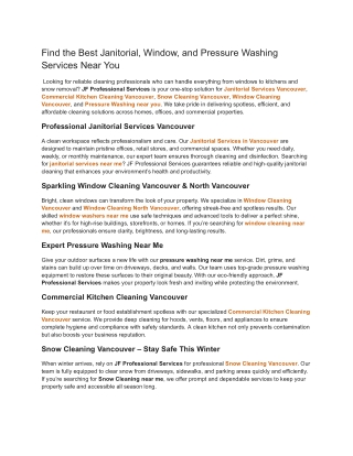 Find the Best Janitorial, Window, and Pressure Washing Services Near You