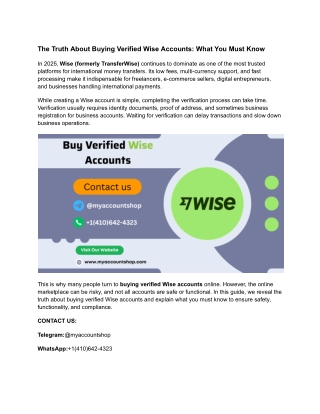 The Truth About Buying Verified Wise Accounts_ What You Must Know