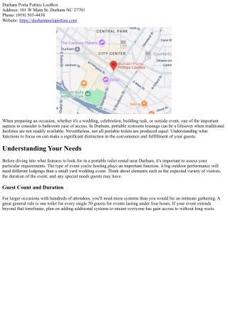 Top Features to Search For in a Portable Washroom Rental Near Durham