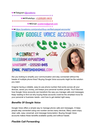 Buy Verified Google Voice Accounts in Bulk – Affordable & Reliable