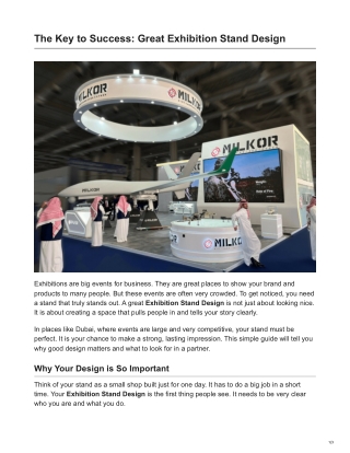 The Key to Success Great Exhibition Stand Design