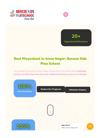 The Best Playschool in Anna Nagar: Benzze Kids Play School