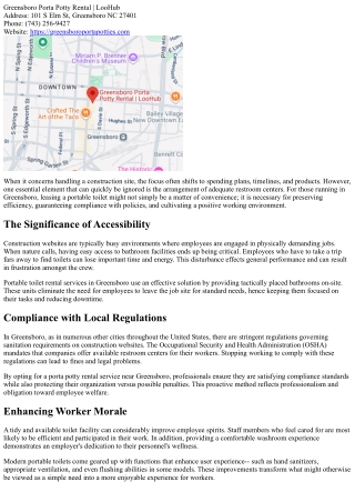 Why Renting a Portable Toilet is Necessary for Your Construction Website in Gree