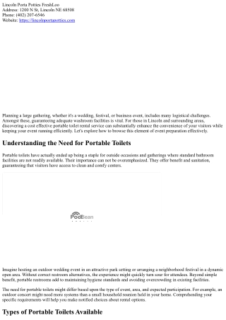 Your Guide to Affordable Lincoln Portable Toilet Rentals for Big Gatherings