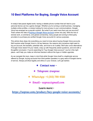 10 Best Platforms for Buying, Google Voice Account