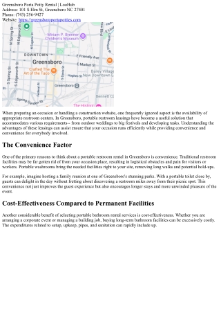 Why You Must Choose a Portable Bathroom Rental in Greensboro