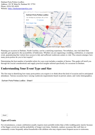How Many Porta Potties Do You Required? A Guide for Occasions in Durham, NC