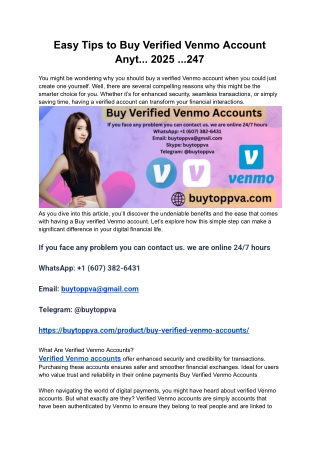 Easy Tips to Buy Verified Venmo Account Anyt... 2025 ...247