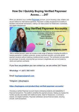 How Do I Quickly Buying Verified Payoneer Accou... ...247