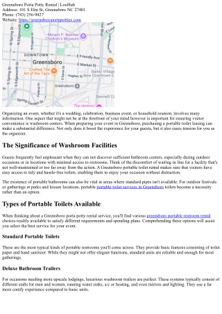 Planning an Event? Here's Why You Need a Greensboro Portable Toilet Rental