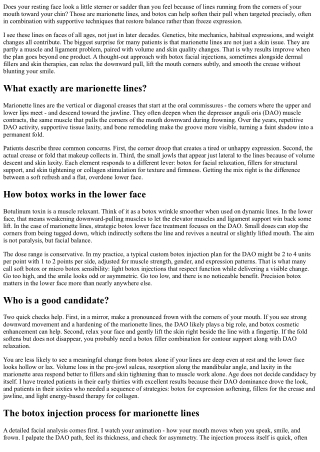 Softening Sad Lines: Botox for Marionette Lines