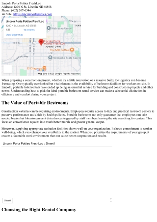 Lincoln Porta Potty Rentals: Tips for Building And Construction Projects and Bey
