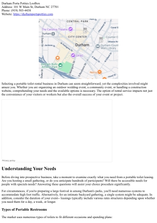 Picking the Right Portable Washroom Rental Business Near Durham