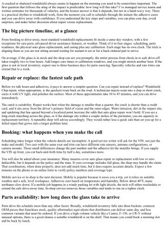 Windshield Replacement Timeframe: From Booking to Drive-Away