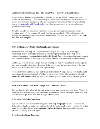 Get More Calls with Google Ads – The Smart Way to Grow Your Local Business