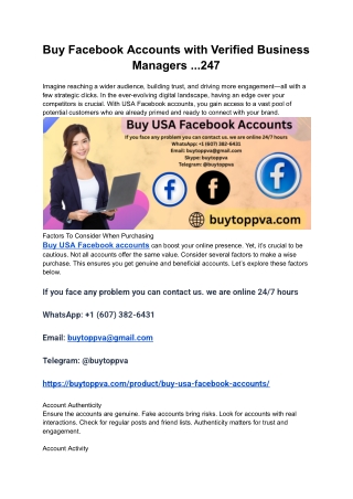 Buy Facebook Accounts with Verified Business Managers