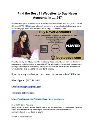 Find the Best 11 Websites to Buy Naver Accounts in .....247