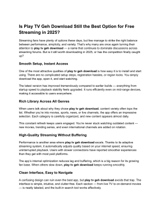 Is Play TV Geh Download Still the Best Option for Free Streaming in 2025