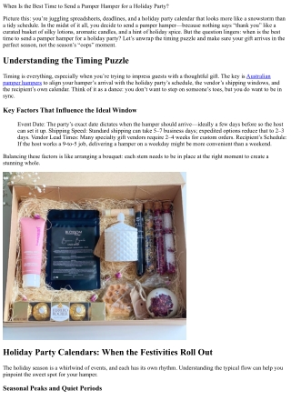 When Is the Best Time to Send a Pamper Hamper for a Holiday Party?