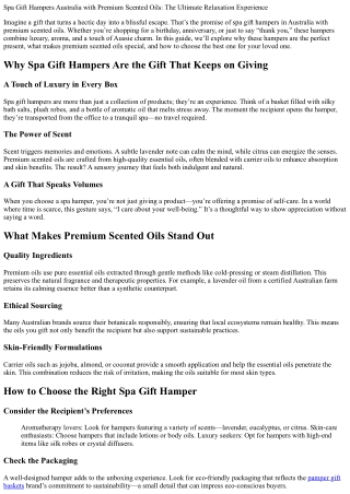 Spa Gift Hampers Australia with Premium Scented Oils: The Ultimate Relaxation Ex