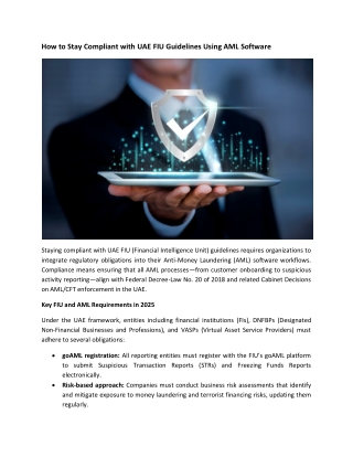 How to Stay Compliant with UAE FIU Guidelines Using AML Software