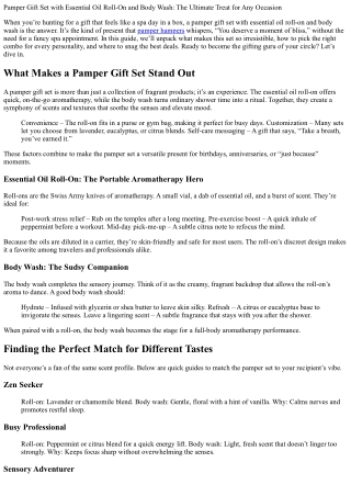 Pamper Gift Set with Essential Oil Roll‑On and Body Wash: The Ultimate Treat for