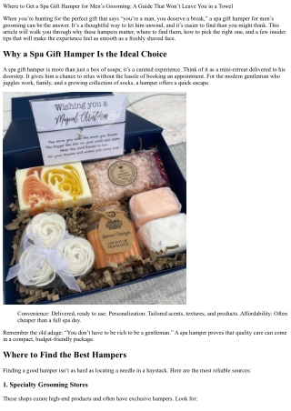 Where to Get a Spa Gift Hamper for Men’s Grooming: A Guide That Won’t Leave You