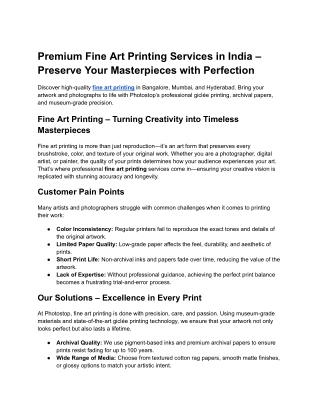 Premium Fine Art Printing Services in India – Preserve Your Masterpieces with Perfection