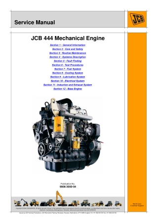 JCB 444 Mechanical Engine Service Repair Manual Instant Download