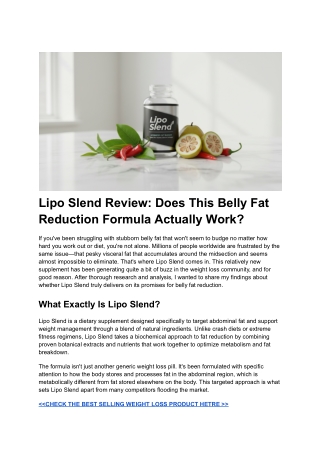 Lipo Slend Review: Does This Belly Fat Reduction Formula Actually Work?