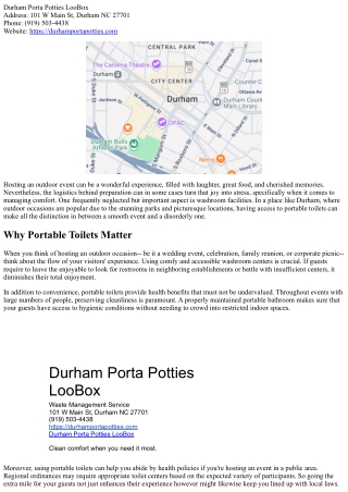 How to Make Your Outdoor Event Hassle-Free with Portable Toilets in Durham