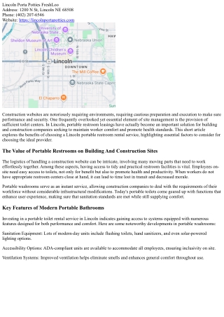 Lincoln Portable Restroom Rentals: A Smart Option for Your Building And Construc