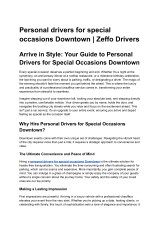 Personal drivers for special occasions Downtown Zeffo Drivers