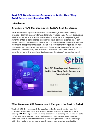 Best API Development Company in India_ How They Build Secure and Scalable APIs