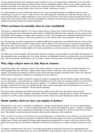 Summer Heat and Your Windshield: Prevention and Care